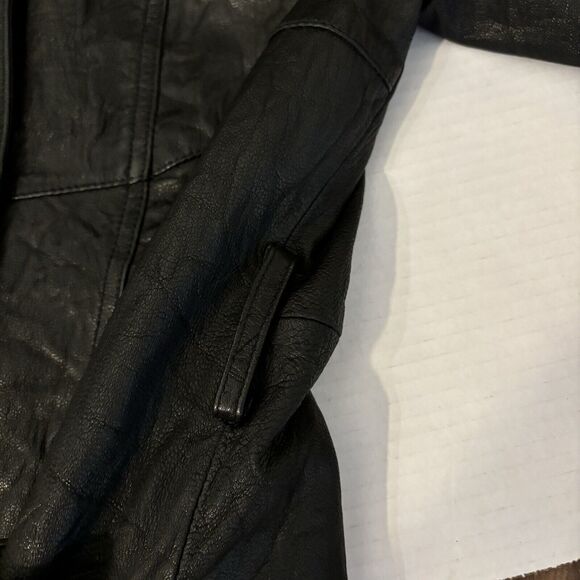 Kenneth Cole Genuine Leather Jacket Women's Small Black Button Biker Classic 90s - Picture 12 of 12